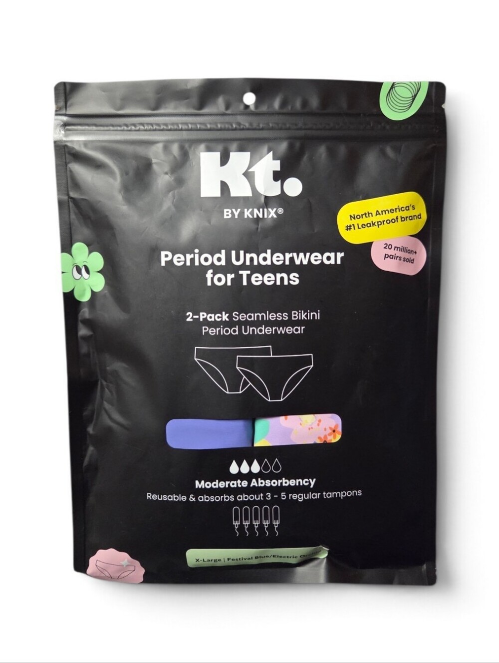 Kt By Knix Period Underwear 2-Pack Seamless Bikini — Purple & Multicolor XL Nw5l